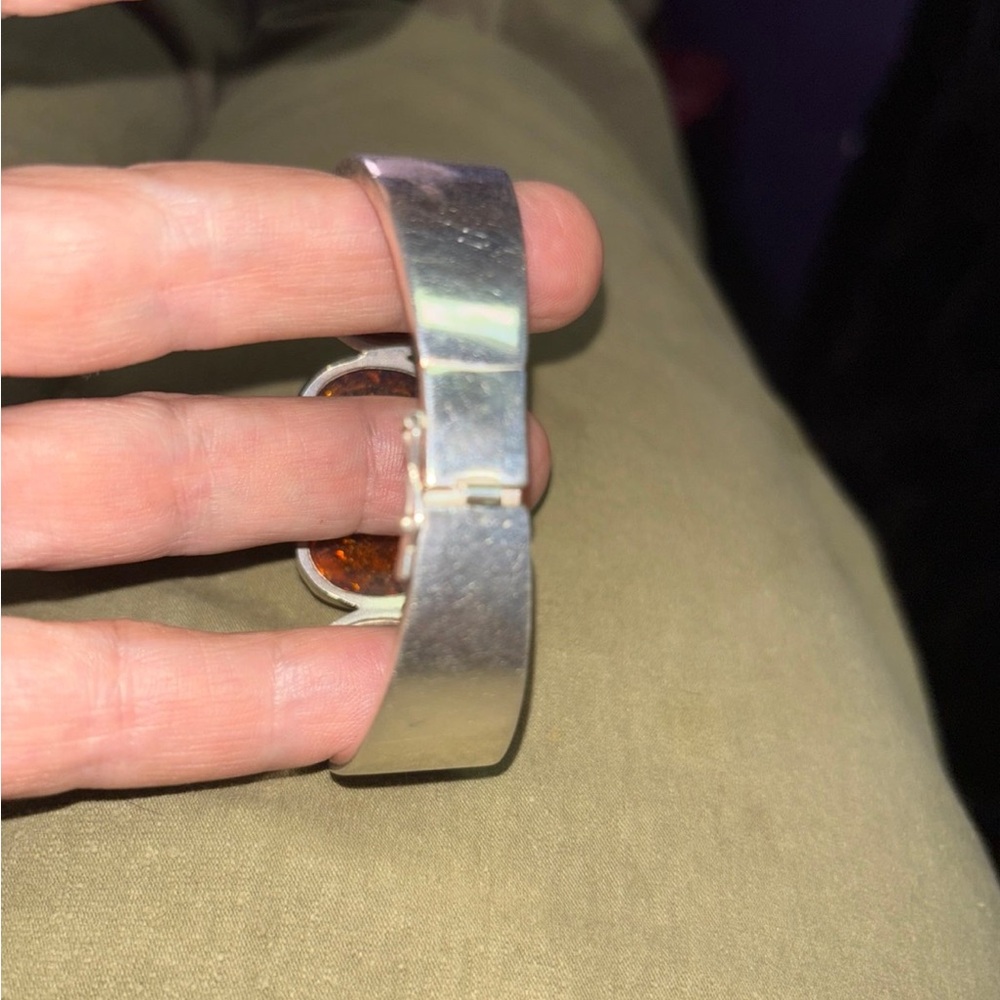 Amber Stone Silver Bracelet - Picture 3 of 6